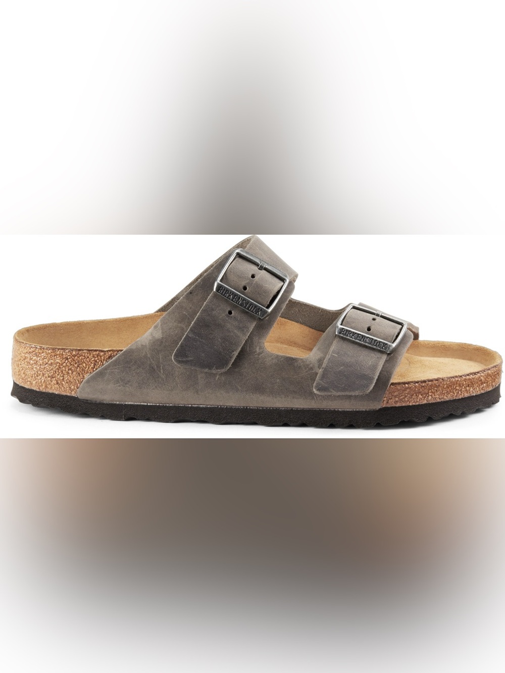 Birkenstock Men's Two-Buckle Soft Footbed Sandal in Taupe size 11 -44